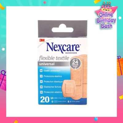 3M Nexcare Universal Flexible Textile Plasters (Protect Minor Wounds From Contamination) 20s