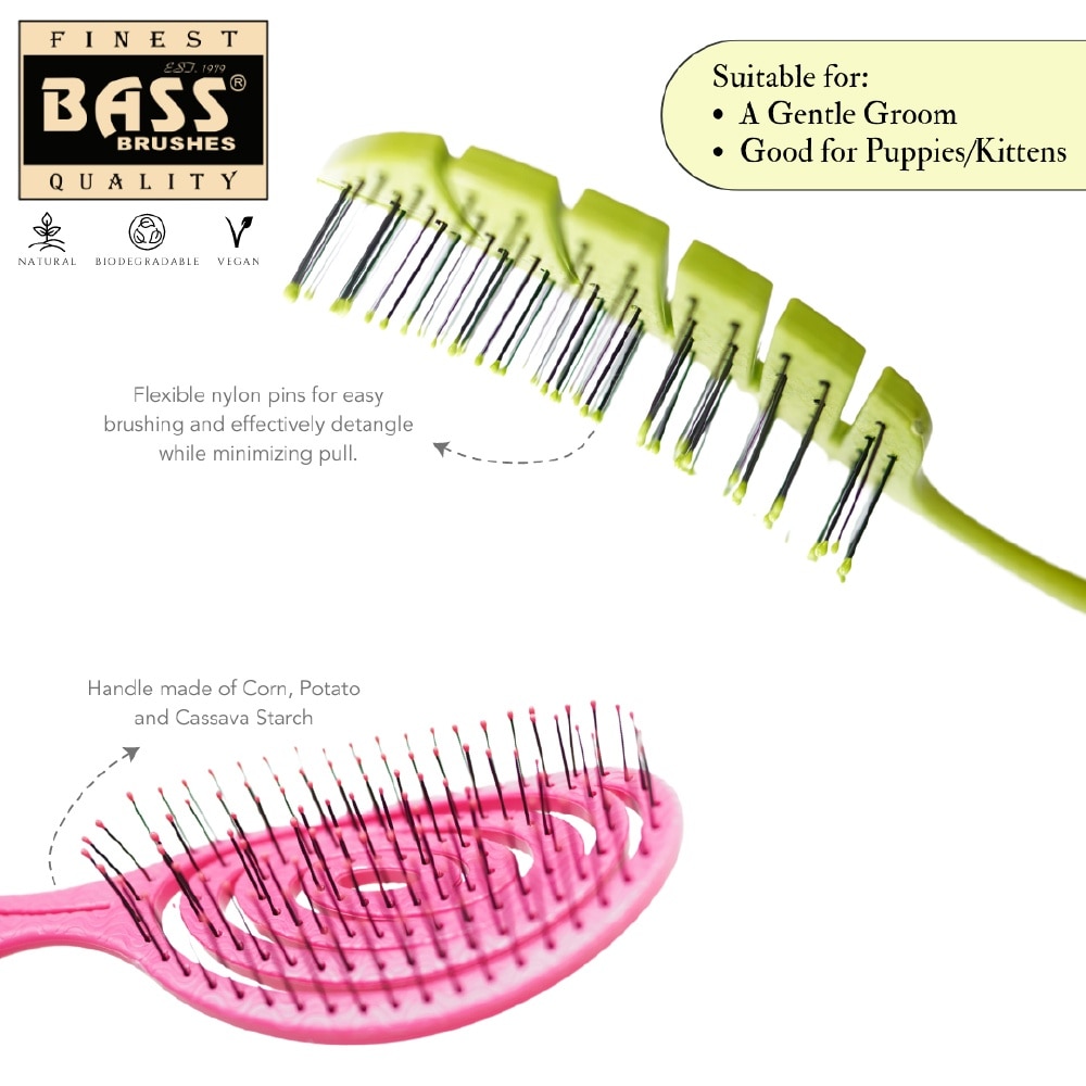 Bio-Flex Detangling Pet Hair Brush Leaf 1s