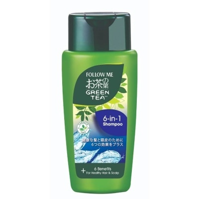 FOLLOW ME Green Tea Shampoo 6 In-1 (Controls Sebum Secretion, Relieves Itch, Smoothens Hair, Cooling Effect.*Hair Fall Associated With Dandruff) 70ml