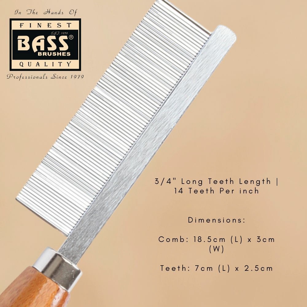 Bass Style & Detangle Metal Pet Comb Wide 1s