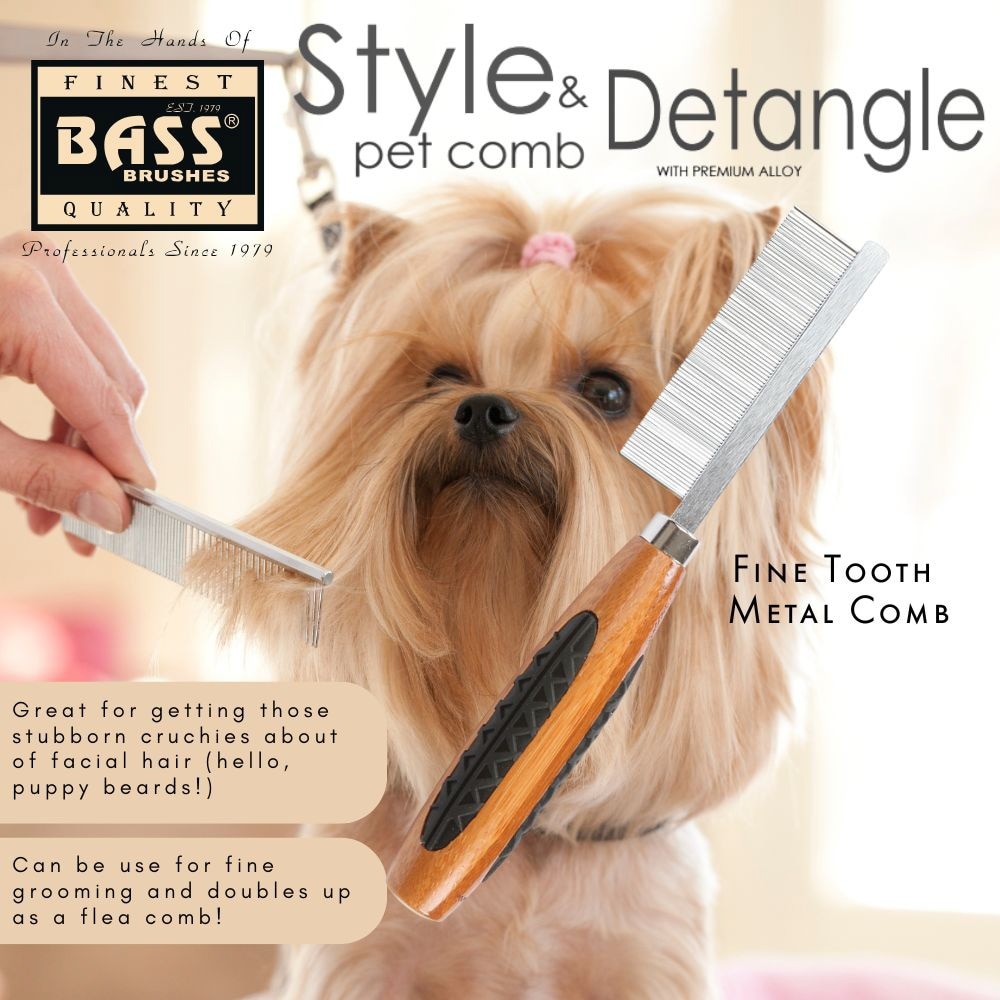 Bass Style & Detangle Metal Pet Comb Wide 1s