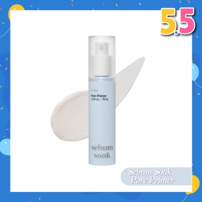 ETUDE Sebum Soak Pore Primer (Oil Free, Long Lasting Makeup Base With Pore Coverage) 30g