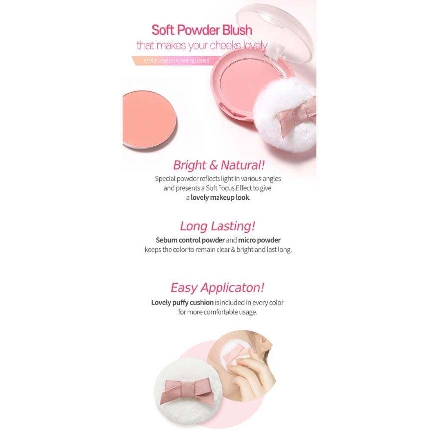 Lovely Cookie Blusher (OR201 Apricot Peach), Long Lasting Blusher With Sebum Control For Bright, Natural Look 4g