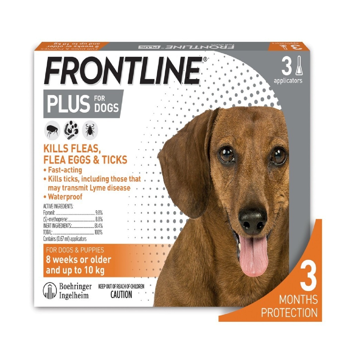 Plus Flea & Tick Treatment for Dogs (8 Weeks+, Small Dogs Up to 10kg) Pipette 0.67ml x 3s