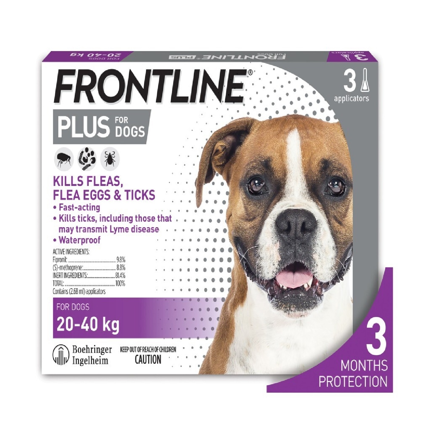 Plus Flea & Tick Treatment for Dogs (8 Weeks+, Large Dogs 20-40kg) Pipette 2.68ml x 3s