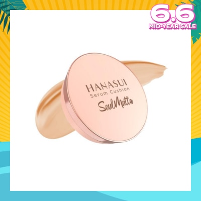 HANASUI Serum Cushion Soulmatte (102 Natural) Create Flawless Look With Great Coverage That Lasts All Day 15g