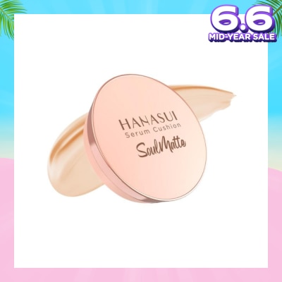 HANASUI Serum Cushion Soulmatte (107 Light Ivory) Create Flawless Look With Great Coverage That Lasts All Day 15g