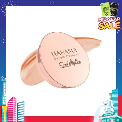 HANASUI Serum Cushion Soulmatte (108 Creamy Beige) Create Flawless Look With Great Coverage That Lasts All Day 15g