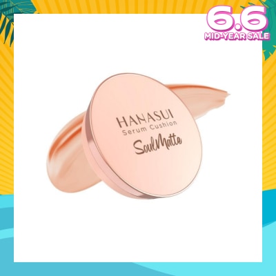 HANASUI Serum Cushion Soulmatte (108 Creamy Beige) Create Flawless Look With Great Coverage That Lasts All Day 15g