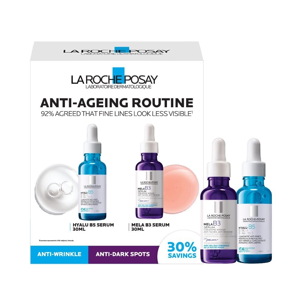 Anti-Ageing Routine Packset consists of Hyalu B5 Serum 30ml & Mela B3 Serum 30ml