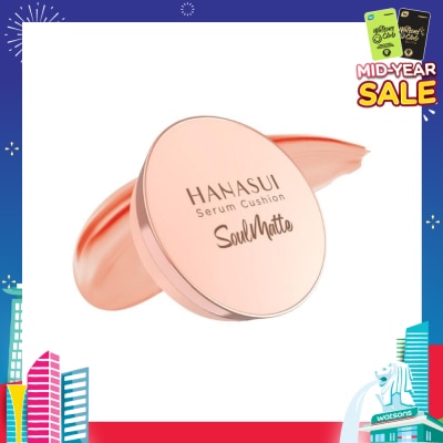 HANASUI Serum Cushion Soulmatte (109 Warm Sand) Create Flawless Look With Great Coverage That Lasts All Day 15g