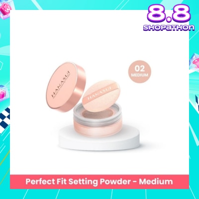 HANASUI Perfect Fit Setting Powder (02 Medium) Smooth, Light And Blends Easily On The Face And Sets Makeup 12g