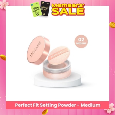 HANASUI Perfect Fit Setting Powder (02 Medium) Smooth, Light And Blends Easily On The Face And Sets Makeup 12g (Expiry: Nov`2026)
