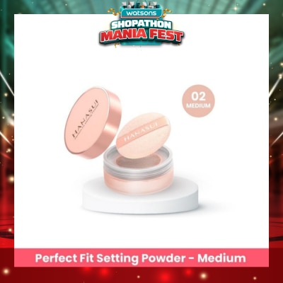 HANASUI - Perfect Fit Setting Powder (02 Medium) Smooth, Light And Blends Easily On The Face And Sets Makeup 12g (Expiry: Nov`2026)