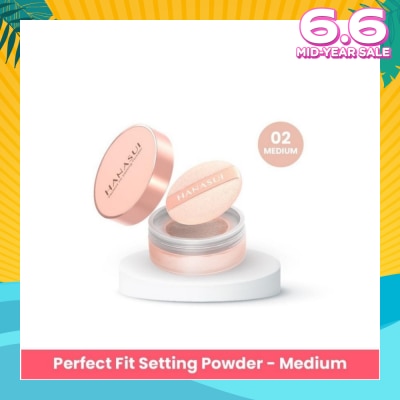 HANASUI Perfect Fit Setting Powder (02 Medium) Smooth, Light And Blends Easily On The Face And Sets Makeup 12g