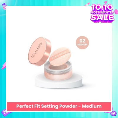 HANASUI Perfect Fit Setting Powder (02 Medium) Smooth, Light And Blends Easily On The Face And Sets Makeup 12g