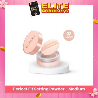 HANASUI Perfect Fit Setting Powder (02 Medium) Smooth, Light And Blends Easily On The Face And Sets Makeup 12g (Expiry: Nov`2026)