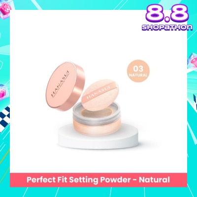 HANASUI Perfect Fit Setting Powder (03 Natural) Smooth, Light And Blends Easily On The Face And Sets Makeup 12g