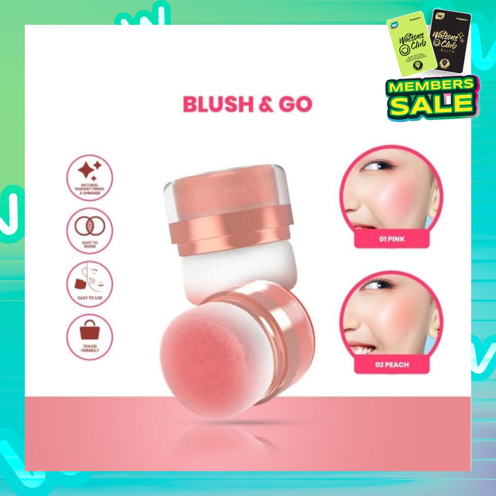 Perfect Cheek Blush & Go Powder (01 Pink) Gives A Sweet And Cute Impression. Suitable For A Natural Make Up 2.5g