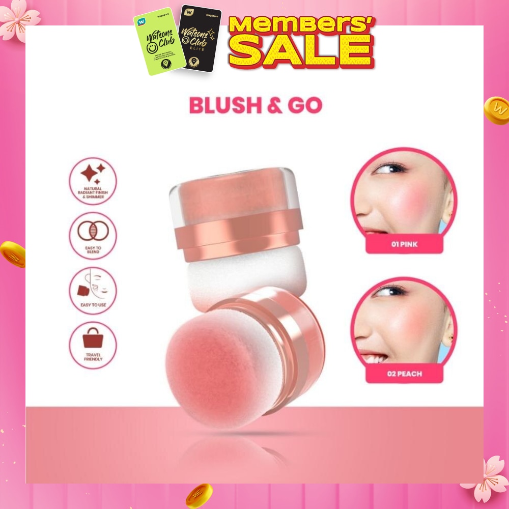 Perfect Cheek Blush & Go Powder (01 Pink) Gives A Sweet And Cute Impression. Suitable For A Natural Make Up 2.5g