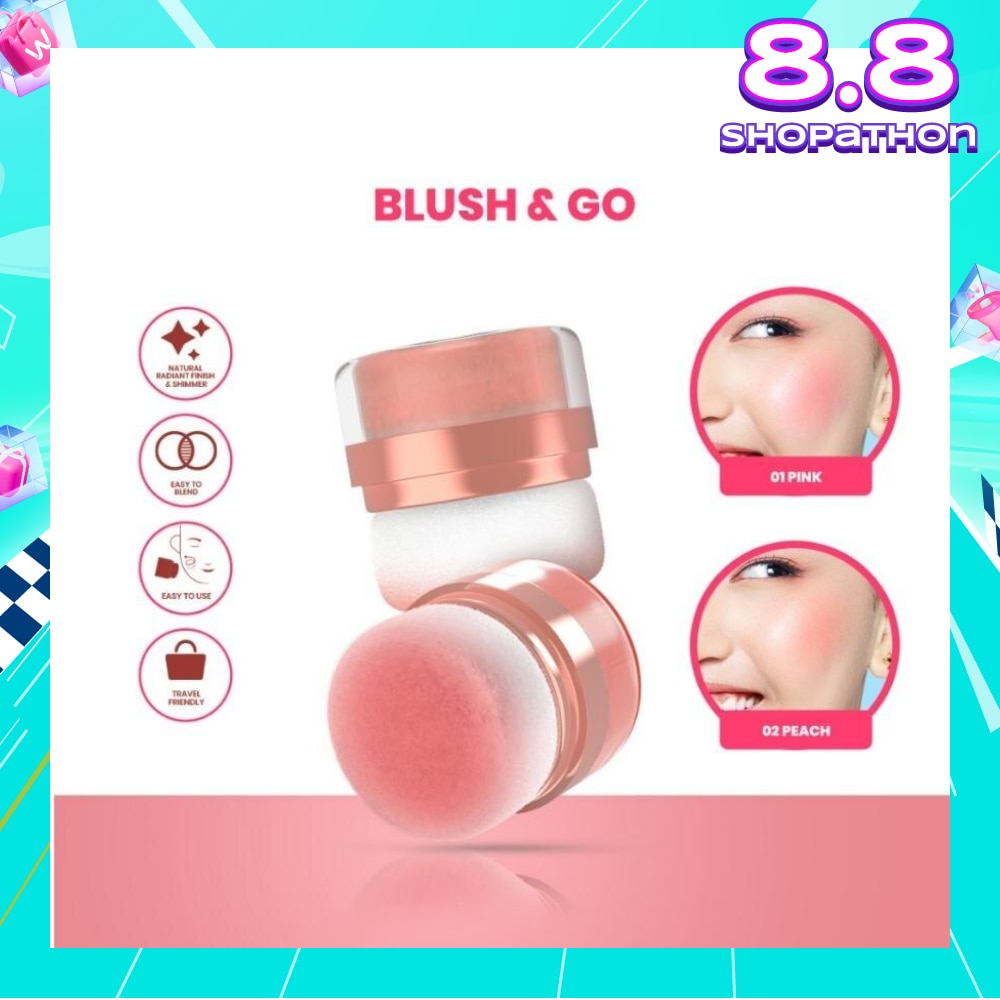 Perfect Cheek Blush & Go Powder (01 Pink) Gives A Sweet And Cute Impression. Suitable For A Natural Make Up 2.5g