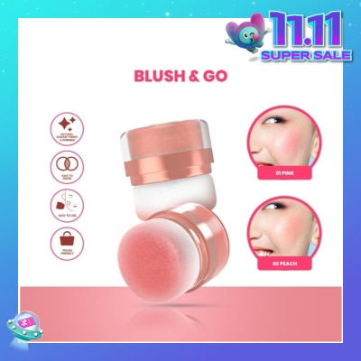 HANASUI Perfect Cheek Blush & Go Powder (01 Pink) Gives A Sweet And Cute Impression. Suitable For A Natural Make Up 2.5g