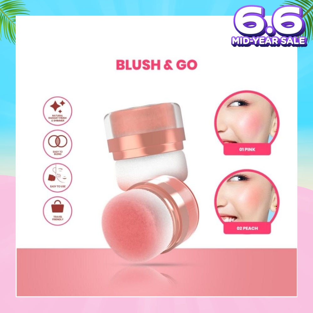 Perfect Cheek Blush & Go Powder (01 Pink) Gives A Sweet And Cute Impression. Suitable For A Natural Make Up 2.5g