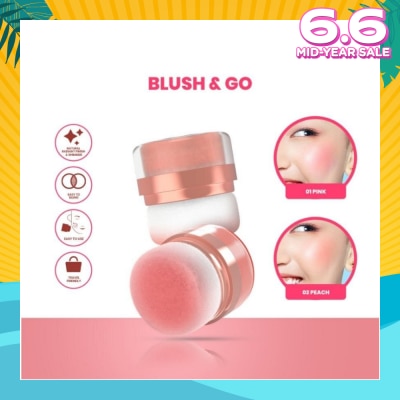 HANASUI Perfect Cheek Blush & Go Powder (01 Pink) Gives A Sweet And Cute Impression. Suitable For A Natural Make Up 2.5g