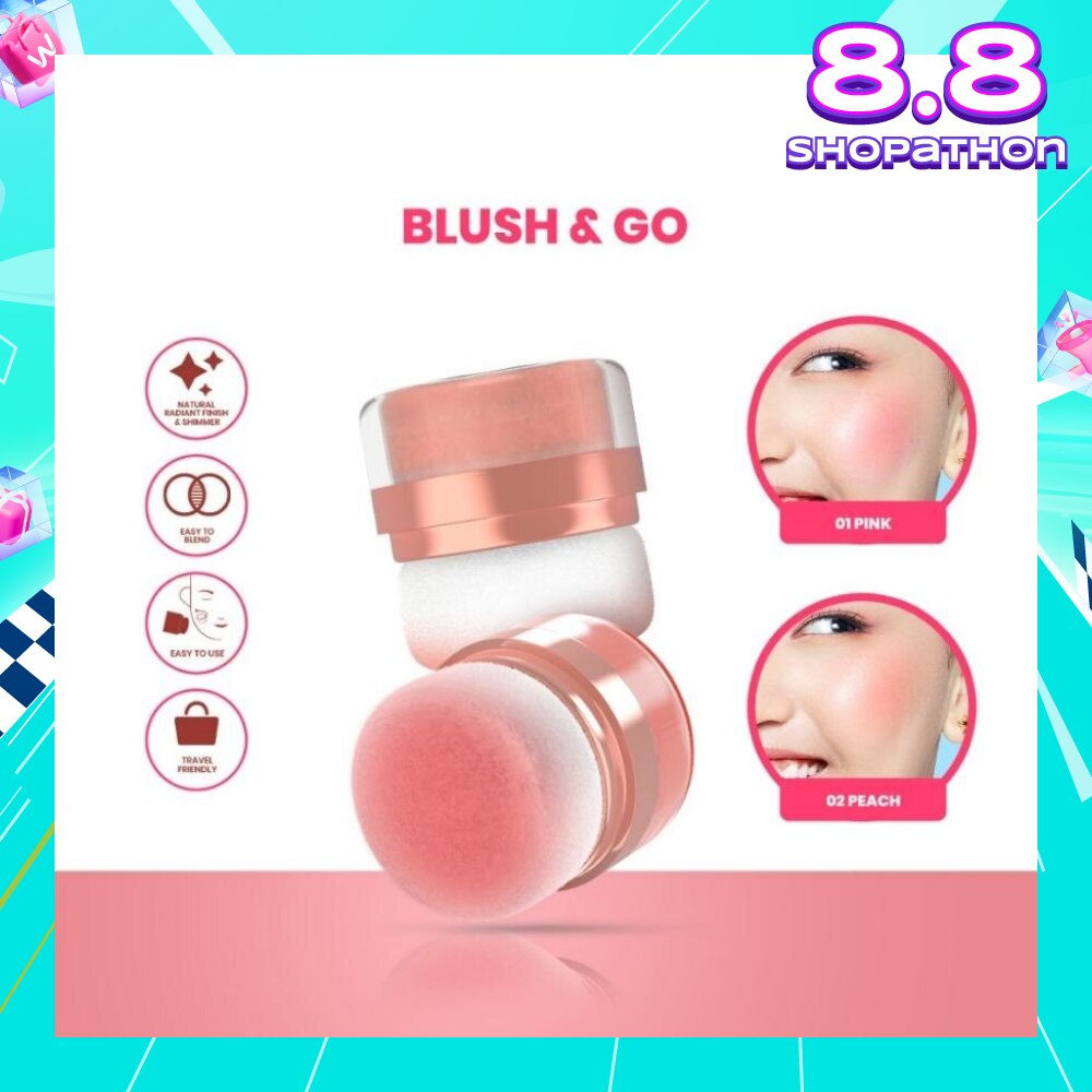 Perfect Cheek Blush & Go Powder (01 Pink) Gives A Sweet And Cute Impression. Suitable For A Natural Make Up 2.5g