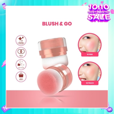 HANASUI Perfect Cheek Blush & Go Powder (01 Pink) Gives A Sweet And Cute Impression. Suitable For A Natural Make Up 2.5g