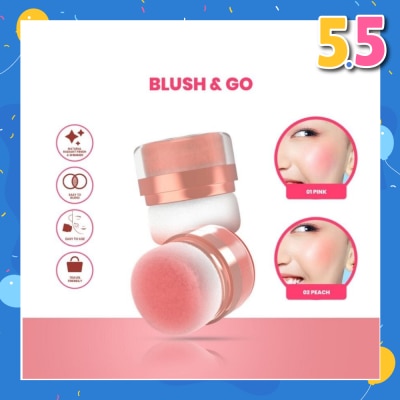 HANASUI Perfect Cheek Blush & Go Powder (01 Pink) Gives A Sweet And Cute Impression. Suitable For A Natural Make Up 2.5g