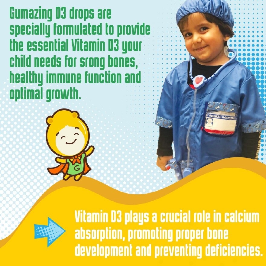 Vitamin D3 Liquid Drops For Kids (Promote Strong Bones And Immunity, No Preservatives) 365s