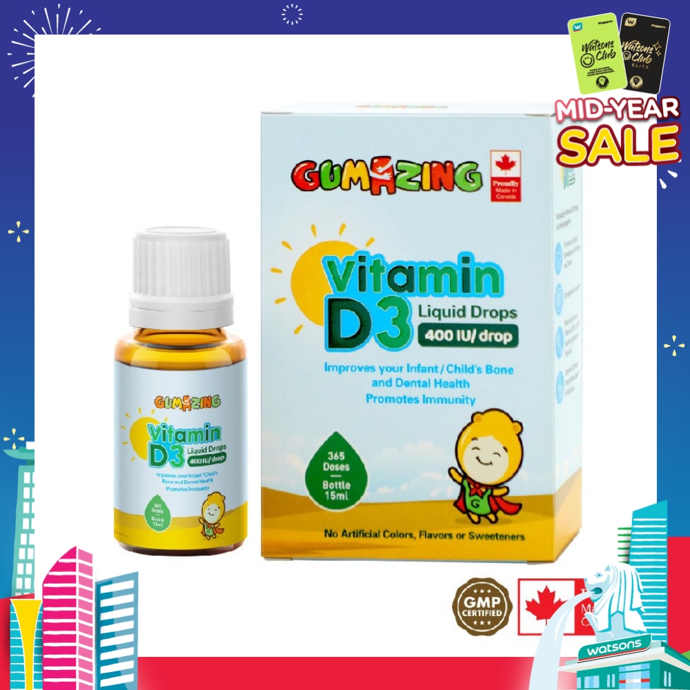 Vitamin D3 Liquid Drops For Kids (Promote Strong Bones And Immunity, No Preservatives) 365s