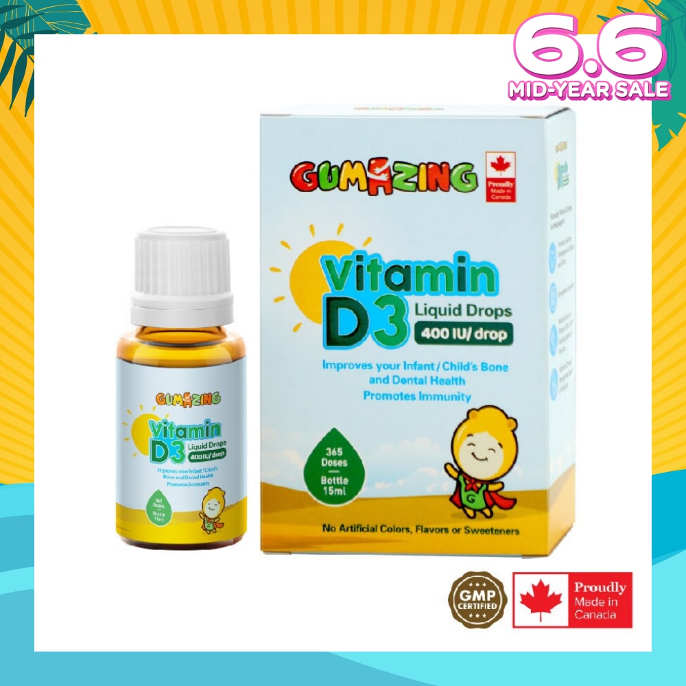 Vitamin D3 Liquid Drops For Kids (Promote Strong Bones And Immunity, No Preservatives) 365s
