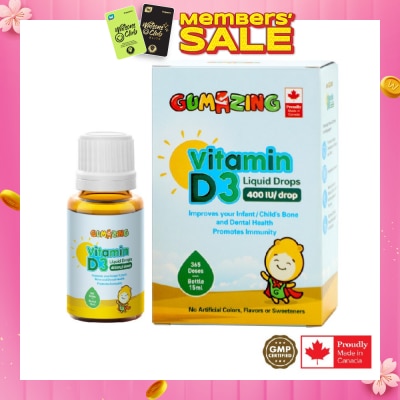 GUMAZING Vitamin D3 Liquid Drops For Kids 365s (Expiry: May`2026)
