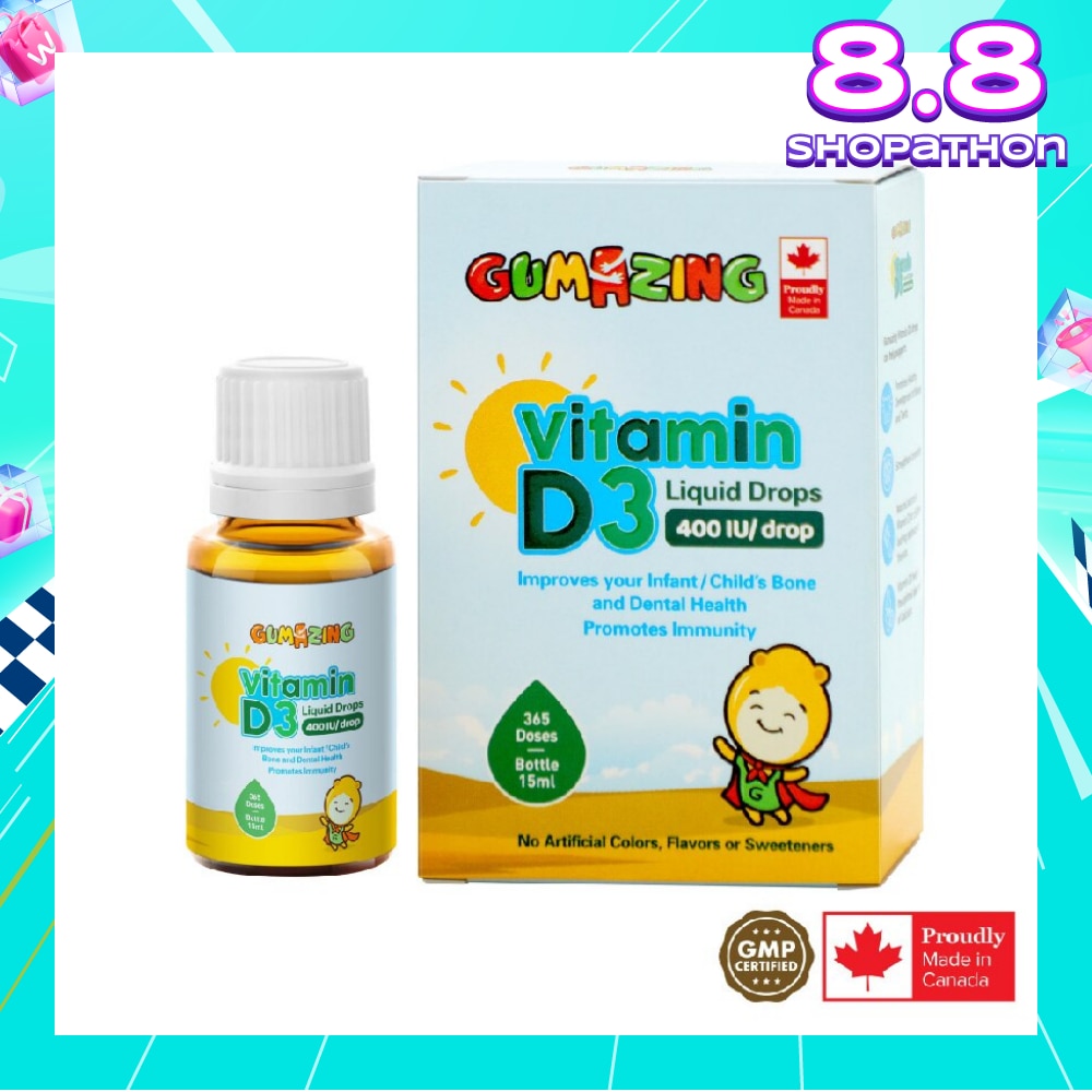 Vitamin D3 Liquid Drops For Kids (Promote Strong Bones And Immunity, No Preservatives) 365s