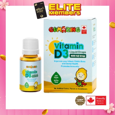 GUMAZING Vitamin D3 Liquid Drops For Kids 365s (Expiry: May`2026)