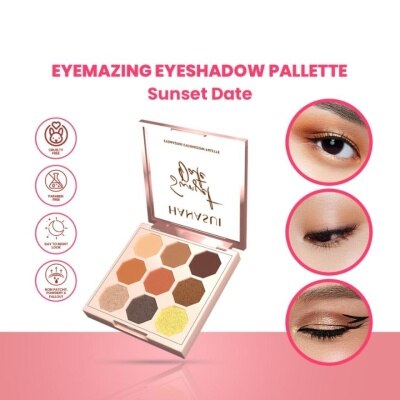 HANASUI Eyemazing Eyeshadow Palette (Sunset Date) Combination Of 9 Intense And Highly Pigmented Colors 7.2g