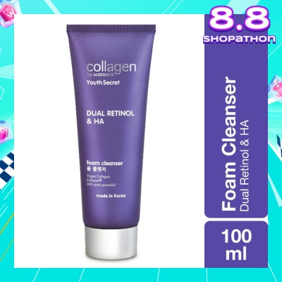 COLLAGEN BY WATSONS Youth Secret Dual Retinol & Ha Foam Cleanser (Vegan Collagen Collume 20X More Powerful) 100ml