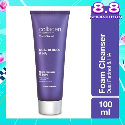 COLLAGEN BY WATSONS Youth Secret Dual Retinol & Ha Foam Cleanser (Vegan Collagen Collume 20X More Powerful) 100ml
