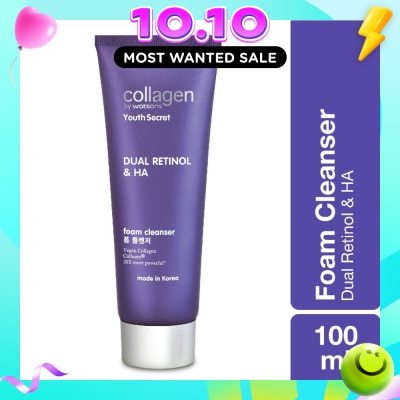 COLLAGEN BY WATSONS Youth Secret Dual Retinol & Ha Foam Cleanser (Vegan Collagen Collume 20X More Powerful) 100ml image