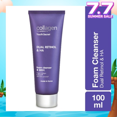 COLLAGEN BY WATSONS Youth Secret Dual Retinol & Ha Foam Cleanser (Vegan Collagen Collume 20X More Powerful) 100ml
