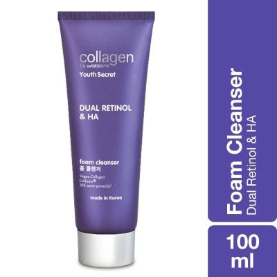 COLLAGEN BY WATSONS Youth Secret Dual Retinol & Ha Foam Cleanser (Vegan Collagen Collume 20X More Powerful) 100ml