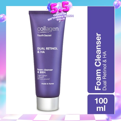 COLLAGEN BY WATSONS - Youth Secret Dual Retinol & Ha Foam Cleanser (Vegan Collagen Collume 20X More Powerful) 100ml