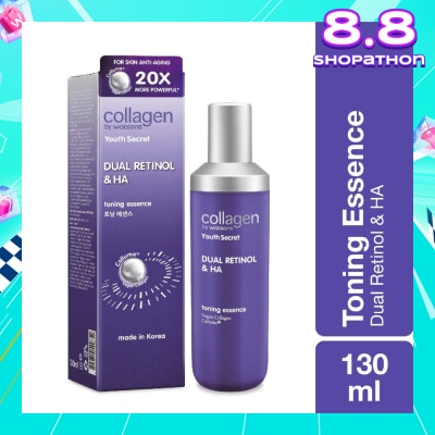 COLLAGEN BY WATSONS Youth Secret Dual Retinol & Ha Toning Essence  (Vegan Collagen Collume 20X More Powerful) 130ml