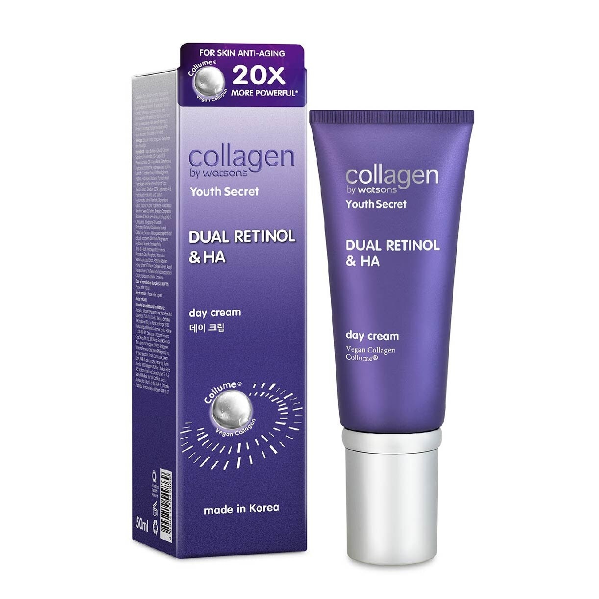 Dual Retinol & Ha Day Cream (Vegan Collagen Collume 20X More Powerful) 50ml