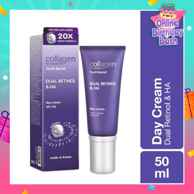COLLAGEN BY WATSONS Dual Retinol & Ha Day Cream (Vegan Collagen Collume 20X More Powerful) 50ml