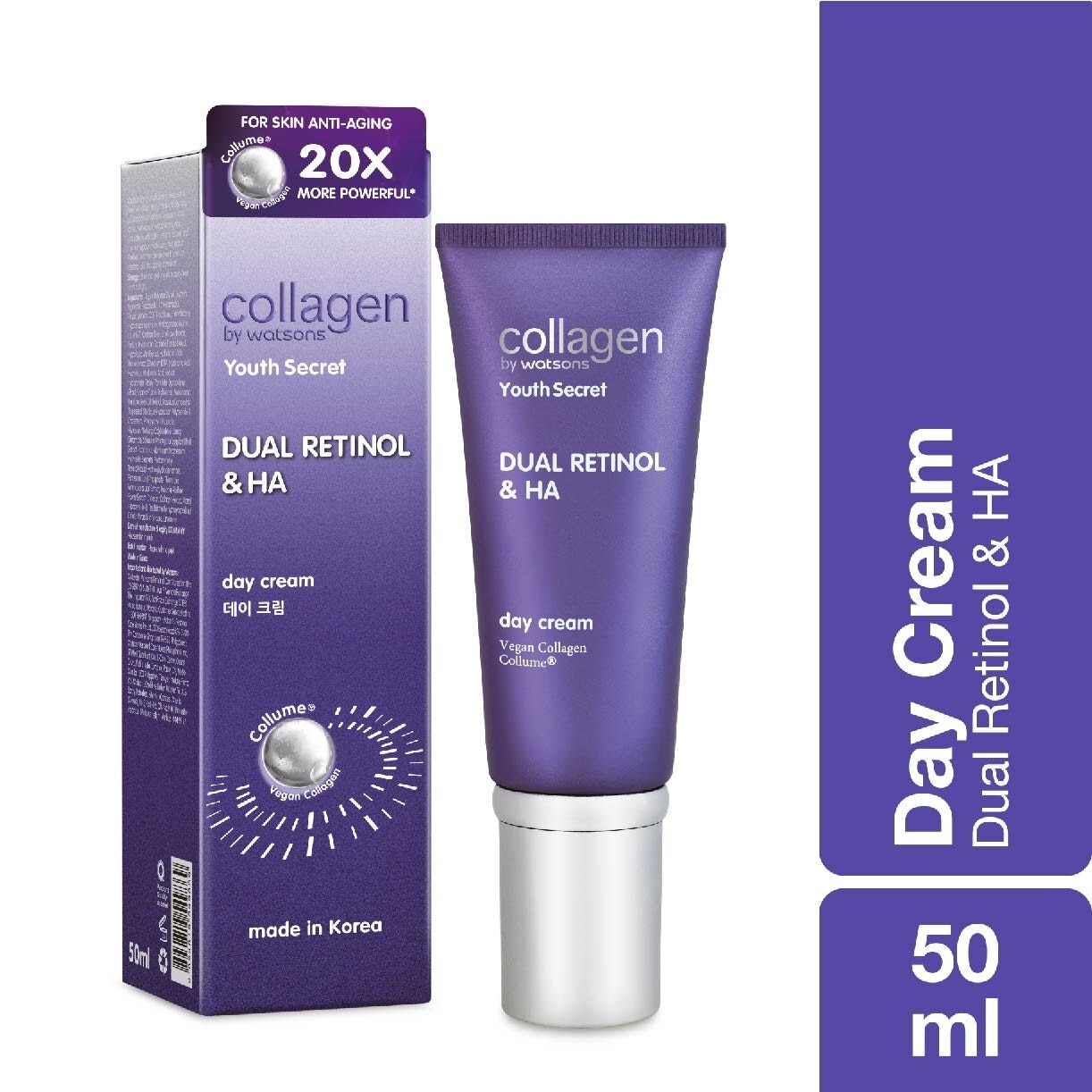 Dual Retinol & Ha Day Cream (Vegan Collagen Collume 20X More Powerful) 50ml