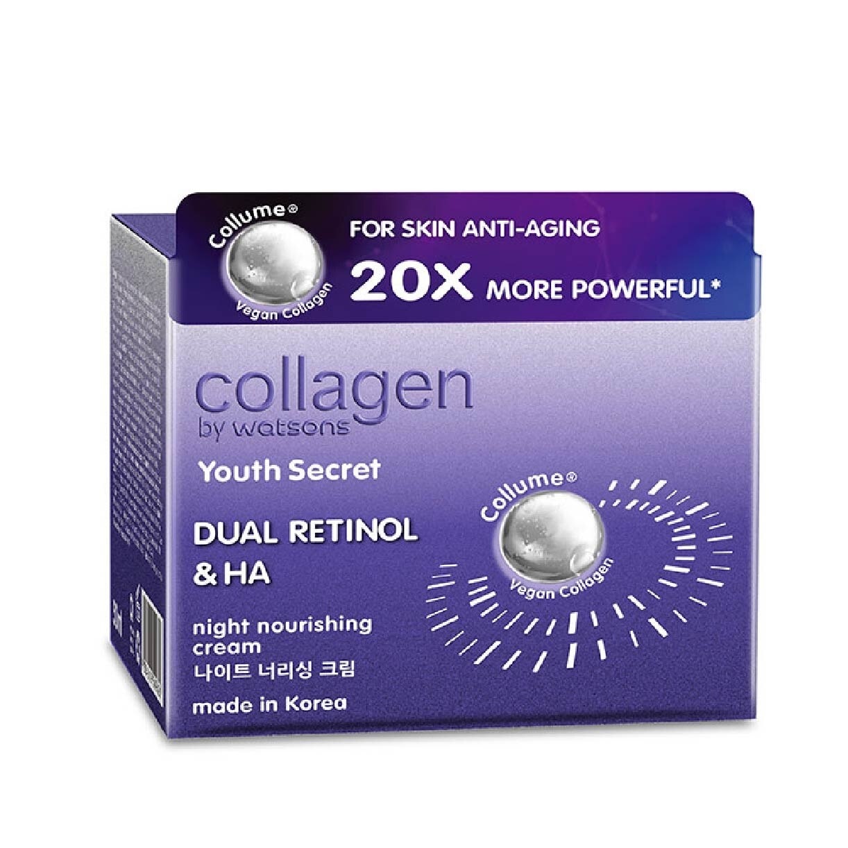 Youth Secret Dual Retinol & Ha Night Nourishing Cream (Vegan Collagen Collume 20X More Powerful) 50ml