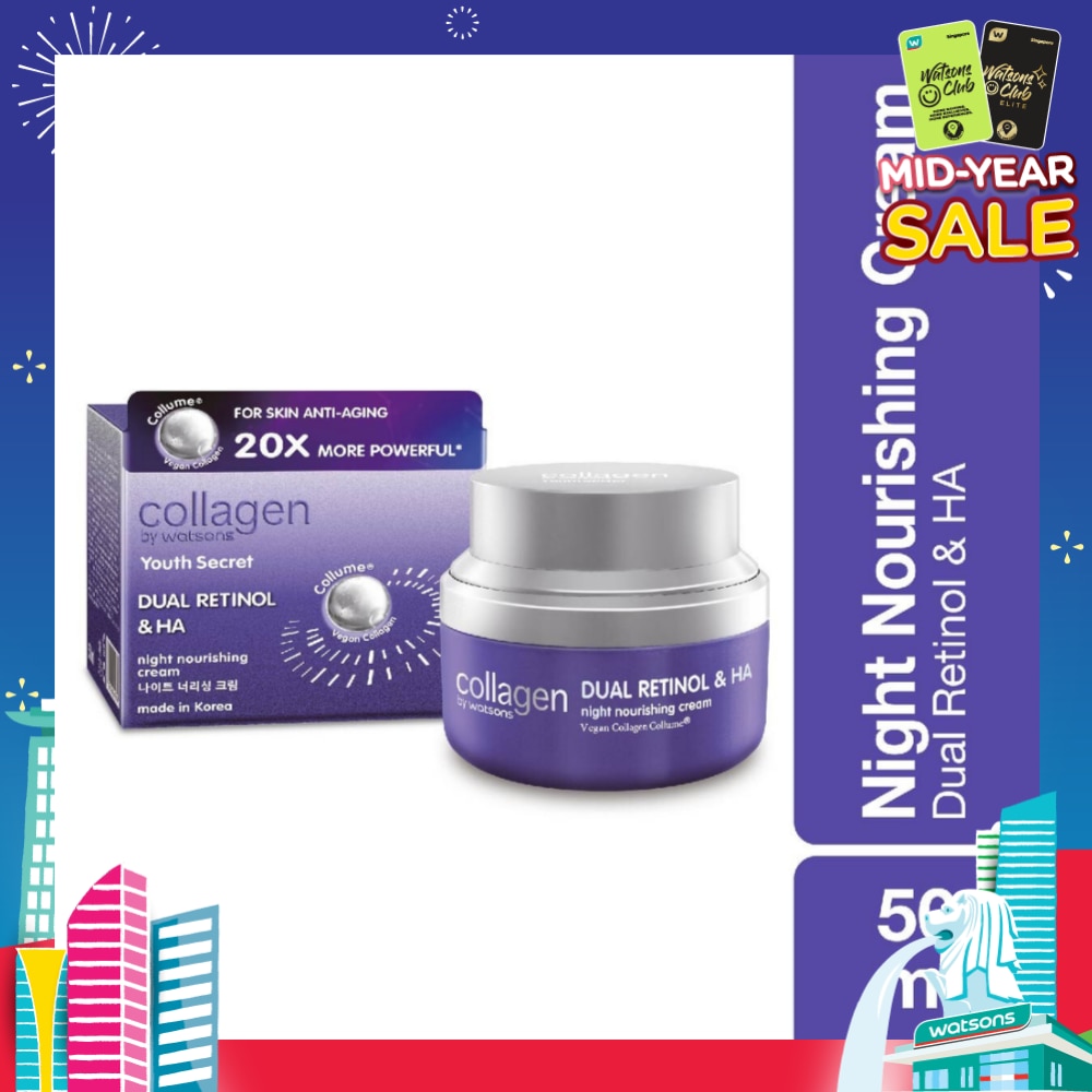 Youth Secret Dual Retinol & Ha Night Nourishing Cream (Vegan Collagen Collume 20X More Powerful) 50ml